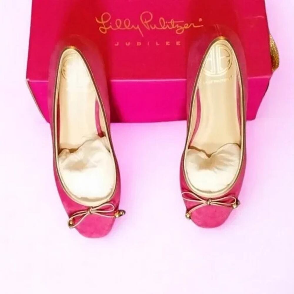 NWB Lilly Pulitzer Pink Suede Ballet Flats Women's Size 7 - Picture 2 of 3